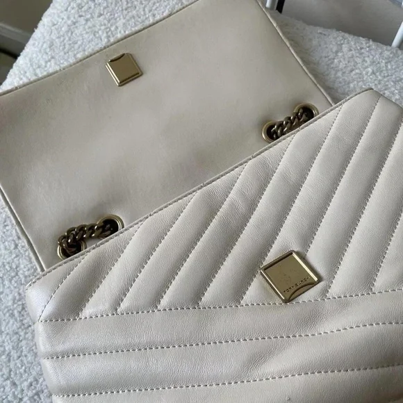 Tory Burch Cream Quilted Shoulder Bag - Picture 4 of 6